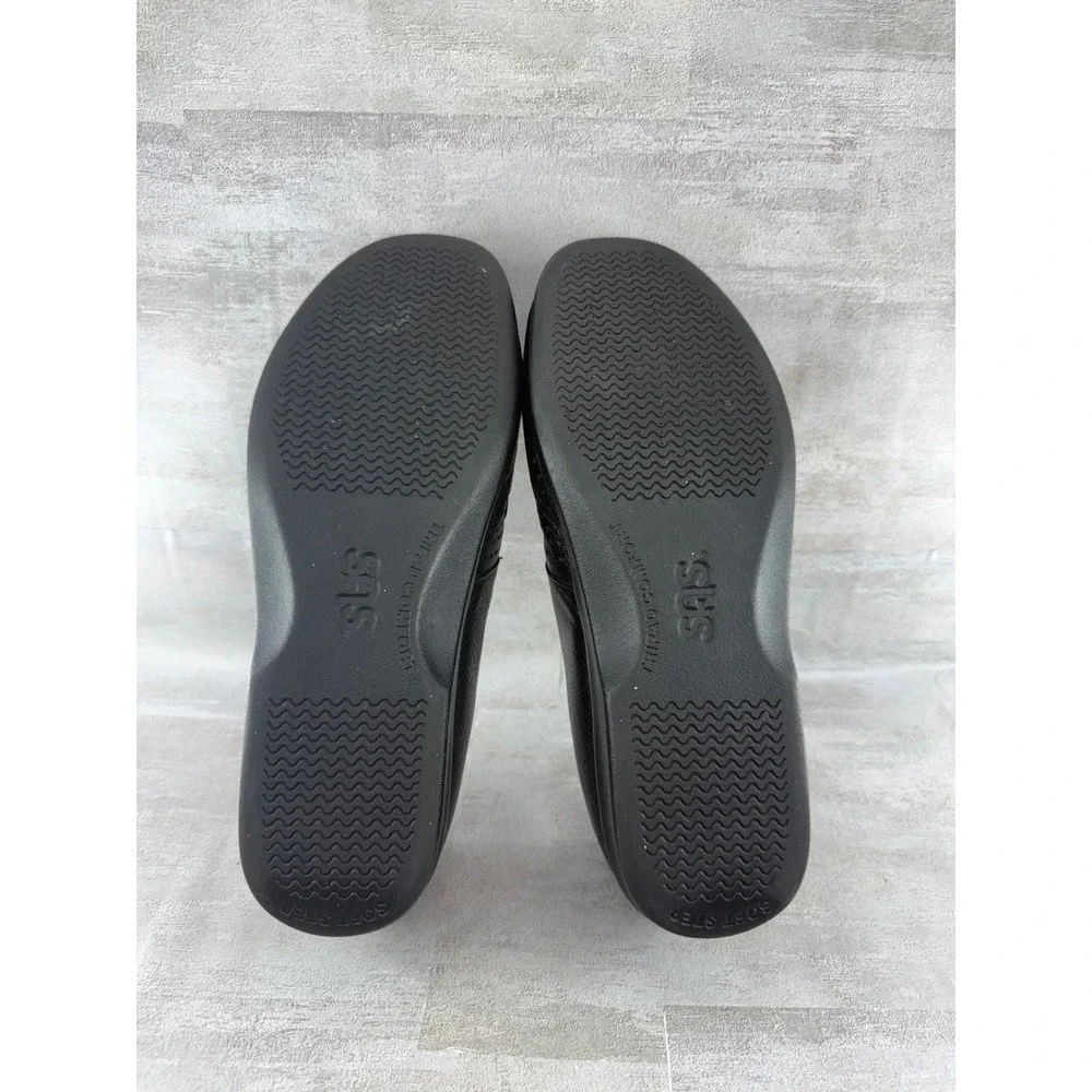 SAS Tripad Comfort Black Leather Slip On Loafers Women Sz 8.5M L2180348